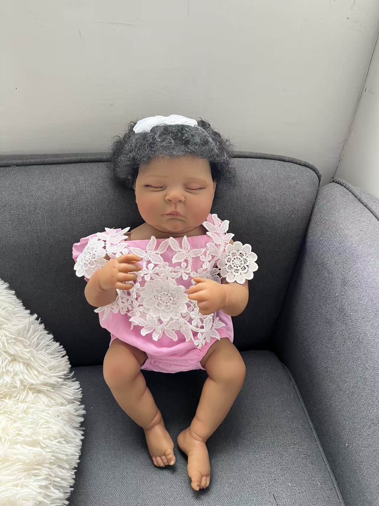 48CM Yeniden Doğmuş Şeftali Si - Baby Products For Curly Hair incelemesi ve fiyatı